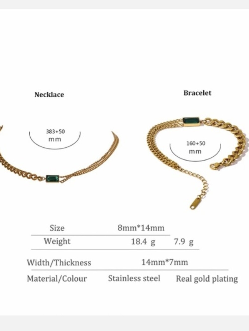 4 Piece Emerald Gold Jewelry Set - Picture 3 of 4